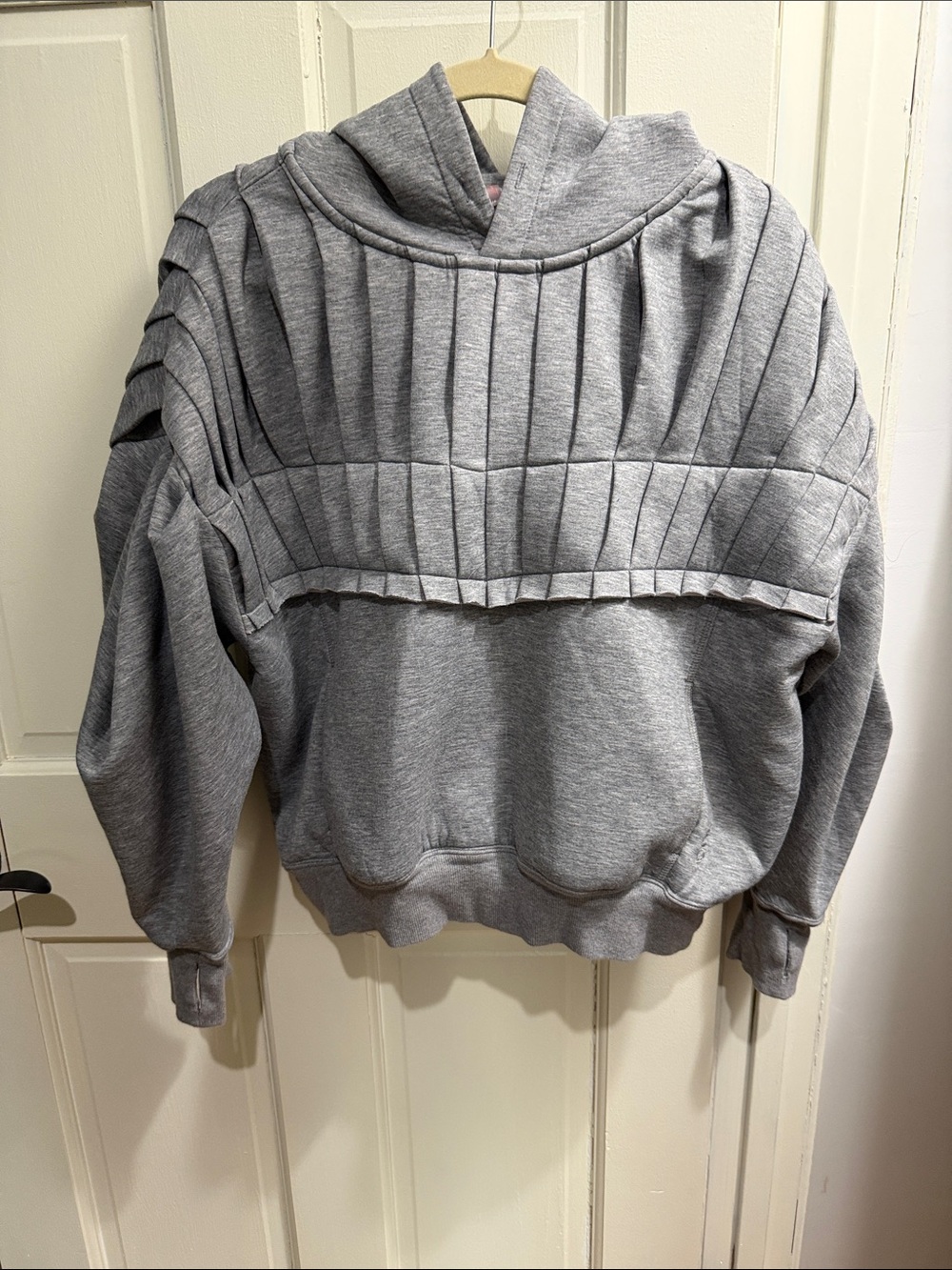 Free People Movement Women's Gray Pleated Panel Hoodie